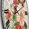 Designart 'Red Painted Flowers On Vintage Postcard Ii Farmhouse Wall Clock